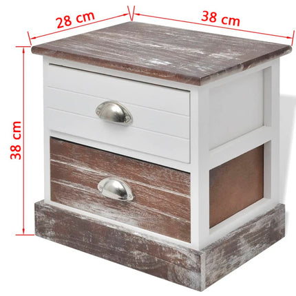 Table De Chevet Marron Et Blanc