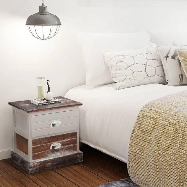 Table De Chevet Marron Et Blanc