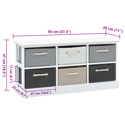 Banc De Rangement 6 Tiroirs Bois
