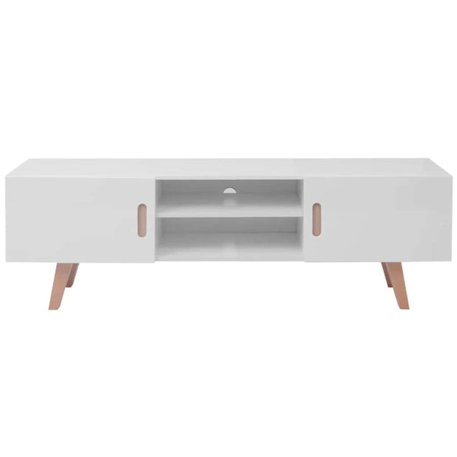 Meuble Tv Mdf 150X35X48,5 Cm Blanc Brillant