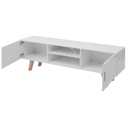 Meuble Tv Mdf 150X35X48,5 Cm Blanc Brillant