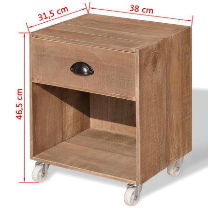 Table De Chevet Marron Bois Massif