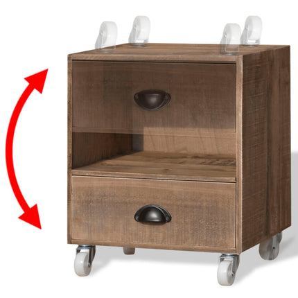 Table De Chevet Marron Bois Massif