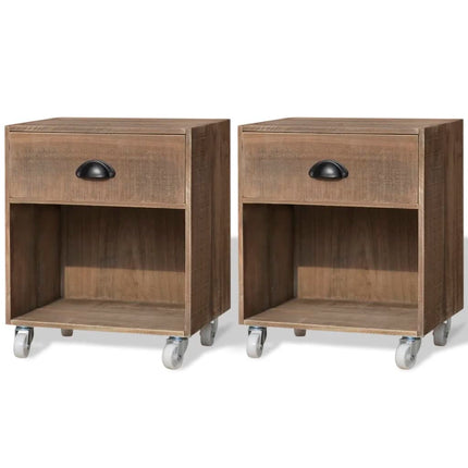 Table De Chevet Marron Bois Massif