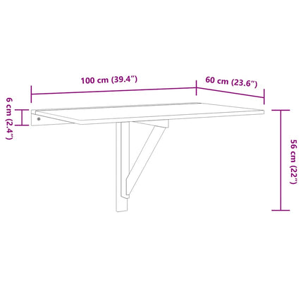 Table Murale Rabattable En Chêne 100X60 Cm