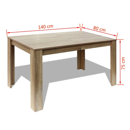Table À Manger 140X80X75 Cm Chêne