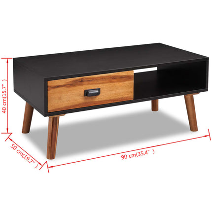 Table Basse Bois D'acacia Massif 90X50X40 Cm