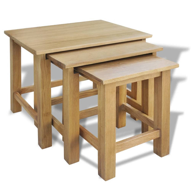 Tables Gigognes 3 Pcs Bois De Chêne Massif
