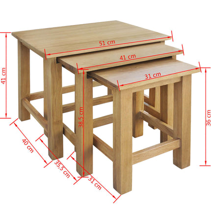 Tables Gigognes 3 Pcs Bois De Chêne Massif