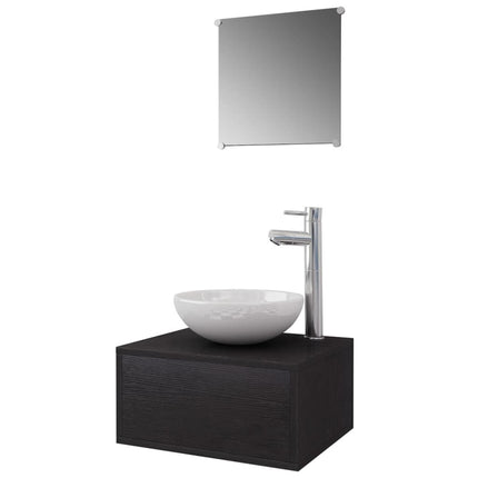 Meuble De Salle De Bain 4 Pcs Avec Lavabo Et Robinet
