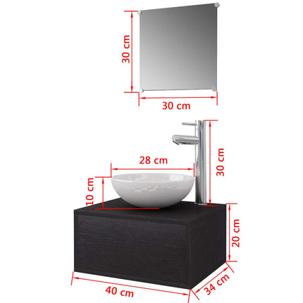 Meuble De Salle De Bain 4 Pcs Avec Lavabo Et Robinet