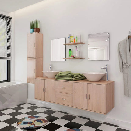 Meuble De Salle De Bain 4 Pcs Avec Lavabo Et Robinet