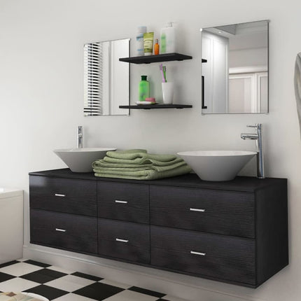 Meuble De Salle De Bain 4 Pcs Avec Lavabo Et Robinet