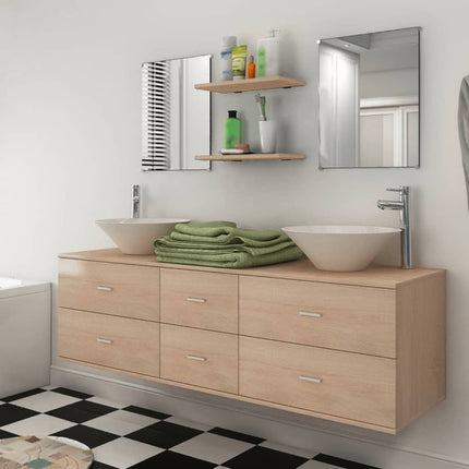 Meuble De Salle De Bain 4 Pcs Avec Lavabo Et Robinet