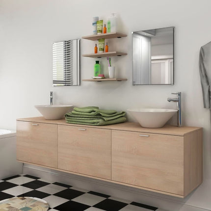 Meuble De Salle De Bain 4 Pcs Avec Lavabo Et Robinet