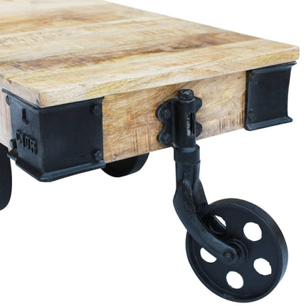 Vidal Xl Table Basse Avec Roues Bois De Manguier Brut