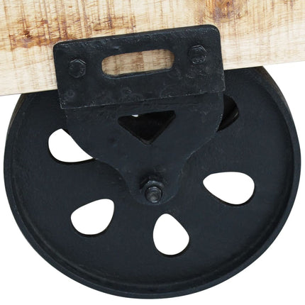 Vidal Xl Table Basse Avec Roues Bois De Manguier Brut