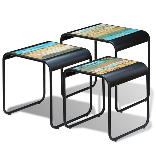 Tables Gigognes 3 Pcs Bois De Récupération Massif