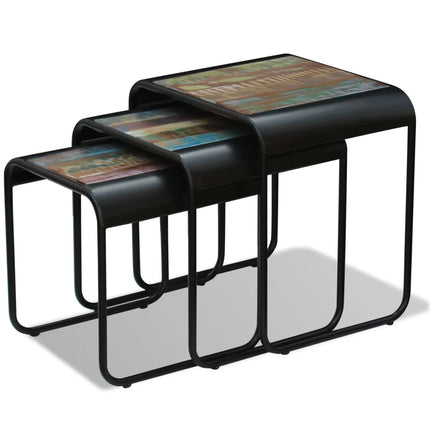 Tables Gigognes 3 Pcs Bois De Récupération Massif