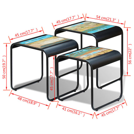 Tables Gigognes 3 Pcs Bois De Récupération Massif