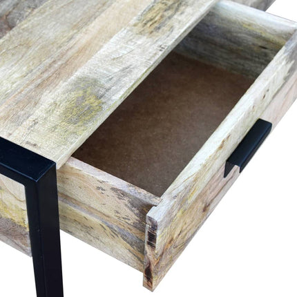 Table Basse Avec 2 Tiroirs Bois De Manguier Massif 100X60X40 Cm