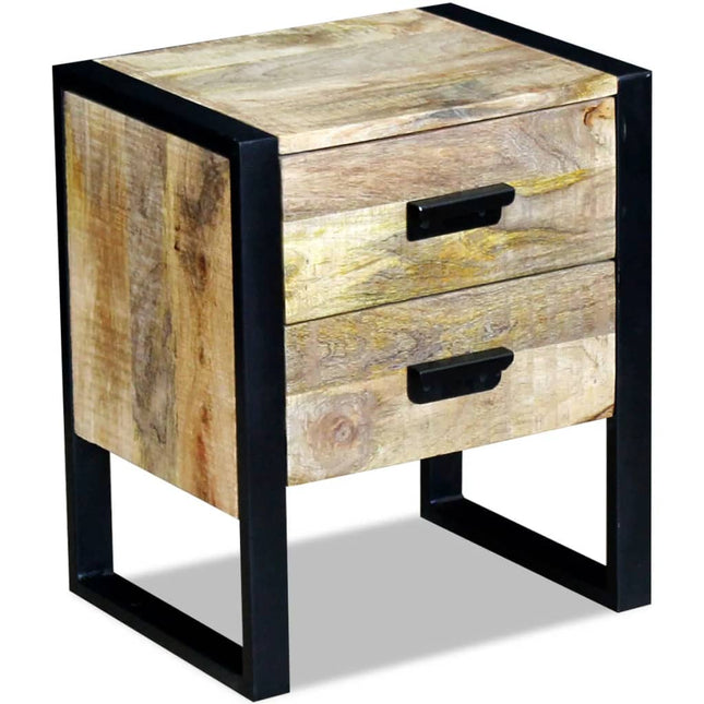 Table Auxiliaire À 2 Tiroirs Bois Manguier Massif 43X33X51 Cm