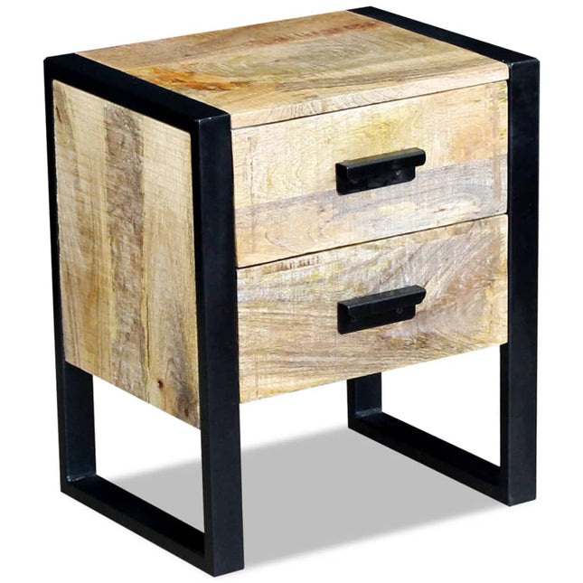 Table Auxiliaire À 2 Tiroirs Bois Manguier Massif 43X33X51 Cm