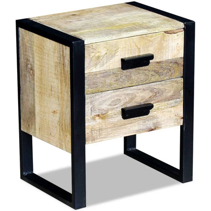 Table Auxiliaire À 2 Tiroirs Bois Manguier Massif 43X33X51 Cm