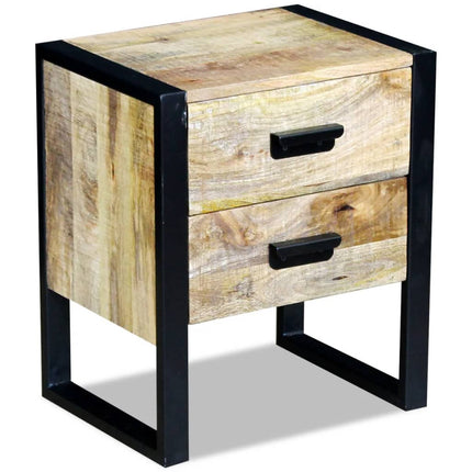 Table Auxiliaire À 2 Tiroirs Bois Manguier Massif 43X33X51 Cm