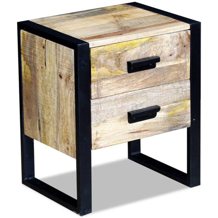 Table Auxiliaire À 2 Tiroirs Bois Manguier Massif 43X33X51 Cm