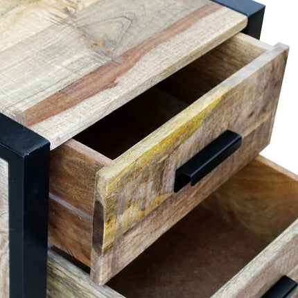 Table Auxiliaire À 2 Tiroirs Bois Manguier Massif 43X33X51 Cm
