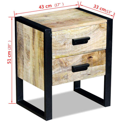 Table Auxiliaire À 2 Tiroirs Bois Manguier Massif 43X33X51 Cm