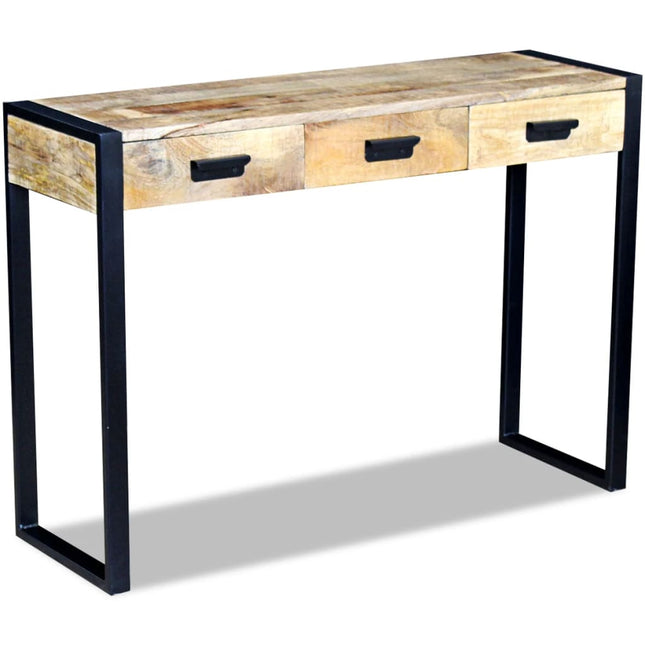 Table Console Avec 3 Tiroirs Bois De Manguier 110X35X78 Cm
