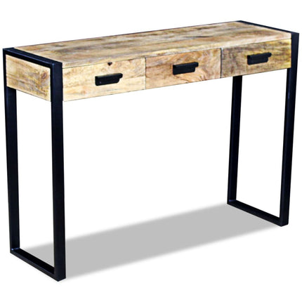 Table Console Avec 3 Tiroirs Bois De Manguier 110X35X78 Cm