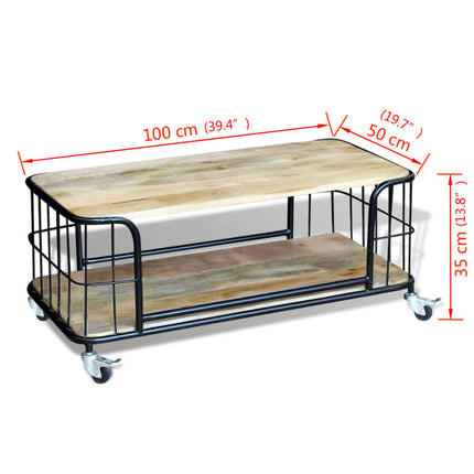 Table Basse Bois De Manguier Massif 100X50X35 Cm