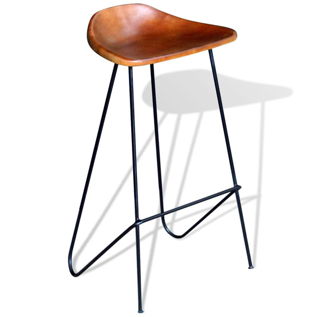 Chaises De Bar Lot De 2 Noir Et Cuir Véritable