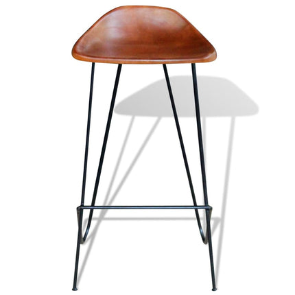 Chaises De Bar Lot De 2 Noir Et Cuir Véritable