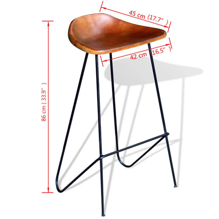 Chaises De Bar Lot De 2 Noir Et Cuir Véritable