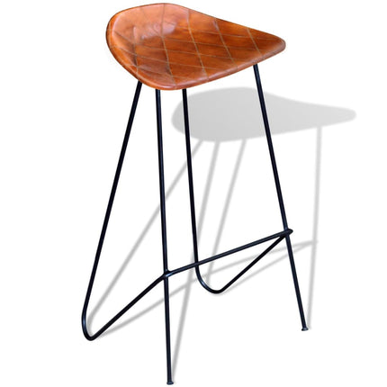 Chaises De Bar Lot De 2 Noir Et Cuir Véritable