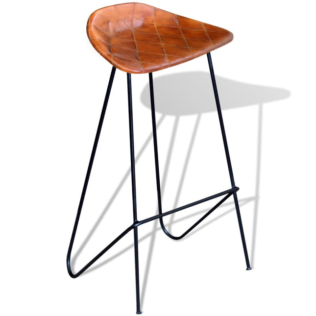 Chaises De Bar Lot De 2 Noir Et Cuir Véritable