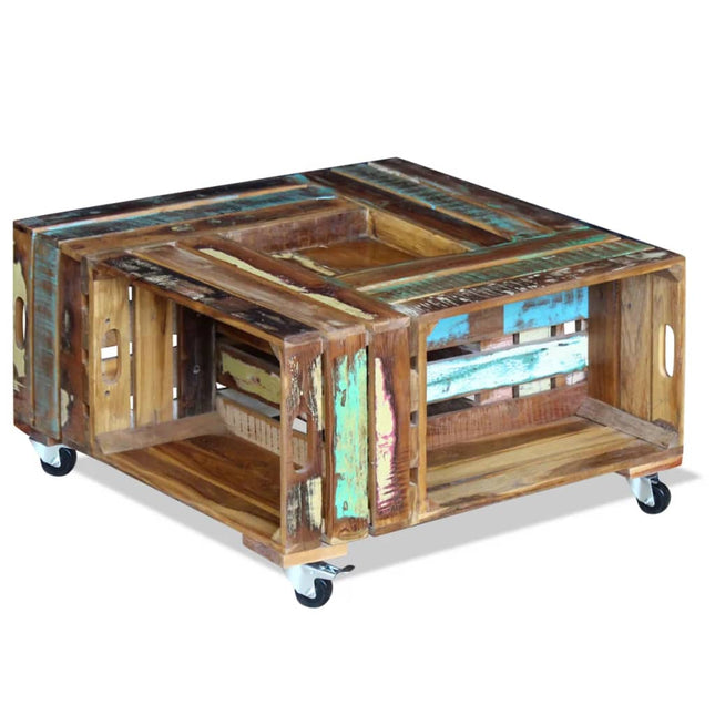 Table Basse Bois De Récupération Massif 70X70X35 Cm