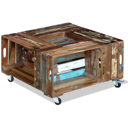 Table Basse Bois De Récupération Massif 70X70X35 Cm