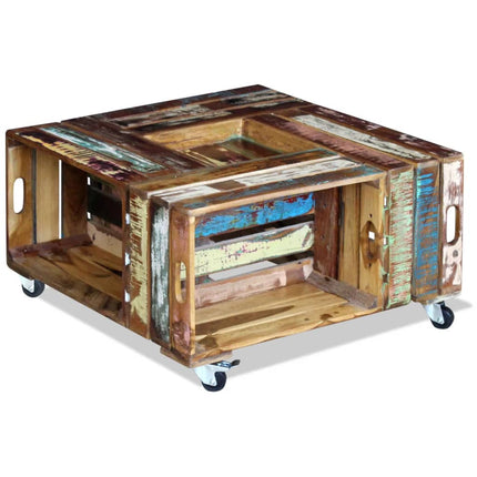 Table Basse Bois De Récupération Massif 70X70X35 Cm