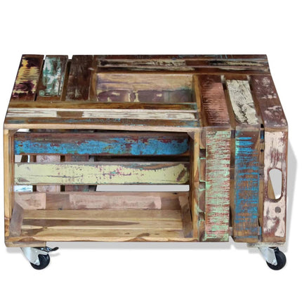 Table Basse Bois De Récupération Massif 70X70X35 Cm