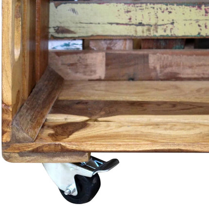 Table Basse Bois De Récupération Massif 70X70X35 Cm