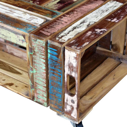 Table Basse Bois De Récupération Massif 70X70X35 Cm