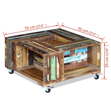 Table Basse Bois De Récupération Massif 70X70X35 Cm