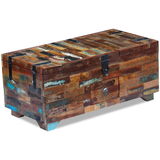 Coffre Table Basse Bois De Récupération Massif 80X40X35 Cm