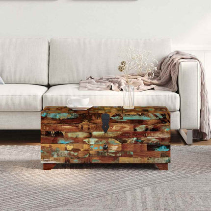 Coffre Table Basse Bois De Récupération Massif 80X40X35 Cm