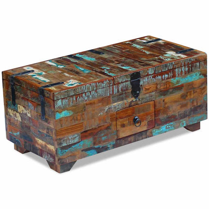 Coffre Table Basse Bois De Récupération Massif 80X40X35 Cm